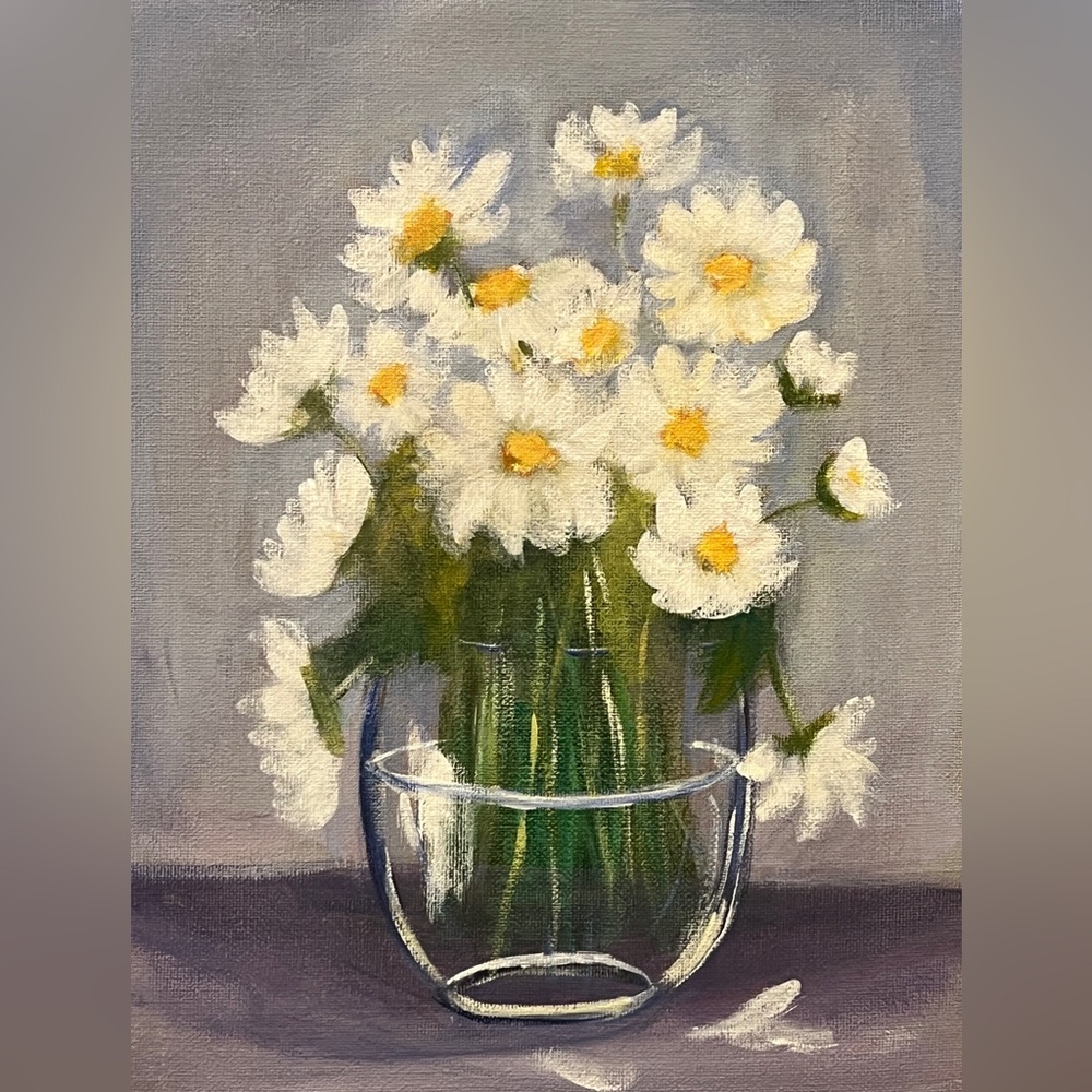 Original hand painted summer spring flower wall art